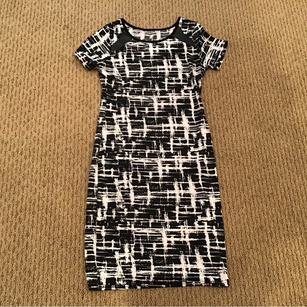 Shein Black and White Print Bodycon Dress Small